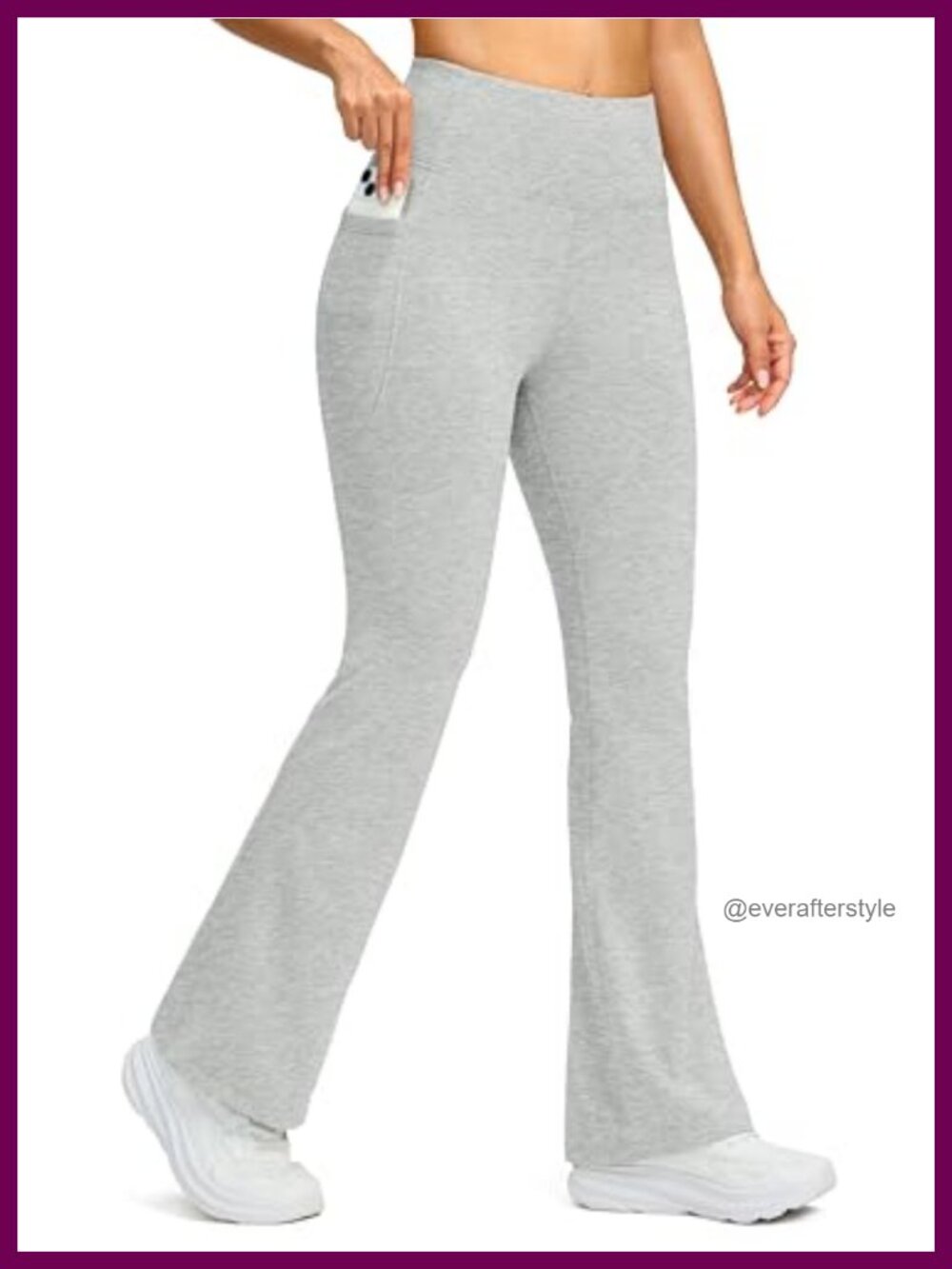 Fleece Lined High Waist Flare Leggings Winter Thermal Warm Pants with Pockets